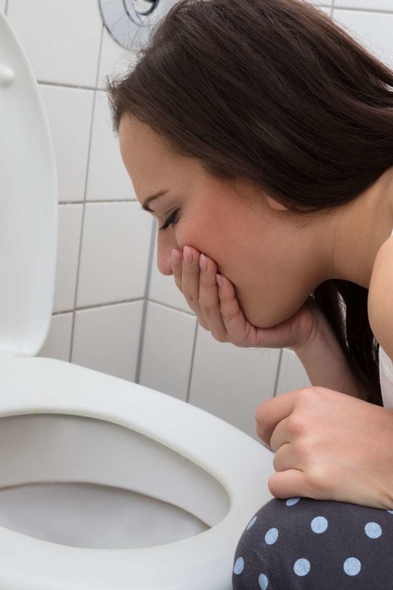 females projectile vomiting in toilet