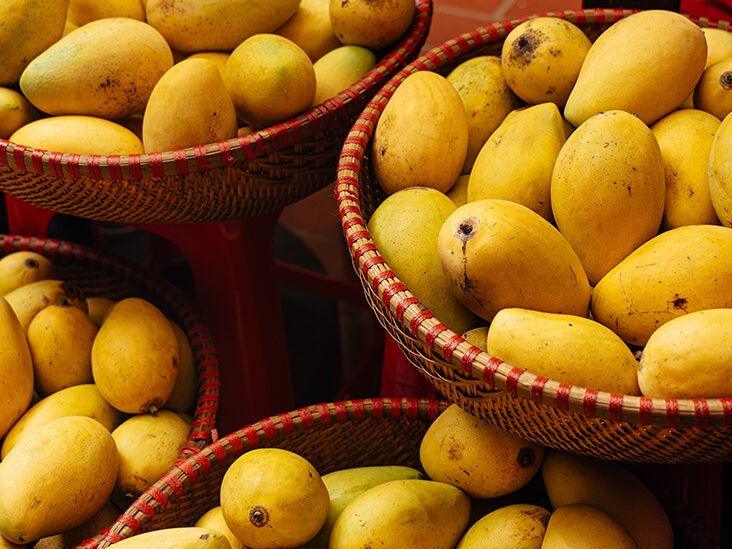 yellow mango fruit on tree